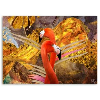 Obraz Deco Panel, Flamingi na tle ze złota - obrazek 3