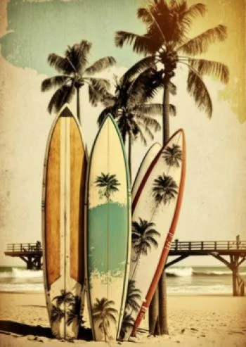 Plakat w ramie - deski surfingowe na plaży - obrazek 2