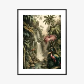 Plakat w ramie - palmy dżungla i tropikalne zwierzęta - obrazek 3