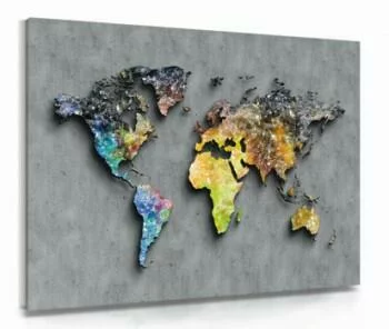 Obraz na płótnie - kolorowa mapa świata - obrazek 2