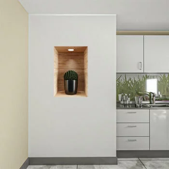 Naklejka na ścianę 3D do kuchni - kwiat w drewnianej wnęce XX - kopia - obrazek 2