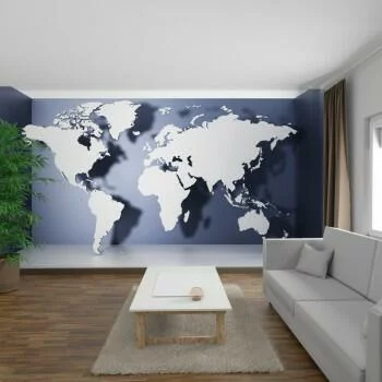 Fototapeta 3D - mapa świata do salonu