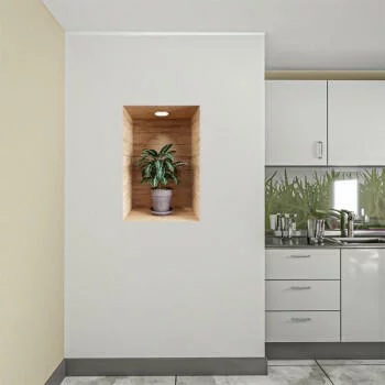 Naklejka na ścianę 3D do kuchni - kwiat w drewnianej wnęce XXVIII - obrazek 2