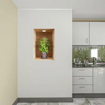 Naklejka na ścianę 3D do kuchni - kwiat w drewnianej wnęce XXVII - obrazek 2