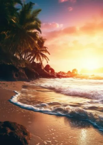 Plakat w ramie - plaża, morze i drzewa palmowe - obrazek 2
