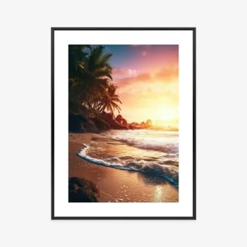 Plakat w ramie - plaża, morze i drzewa palmowe - obrazek 3
