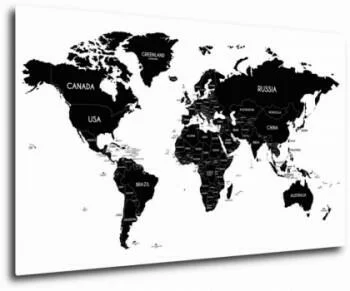 Obraz mapa świata czarno-biała