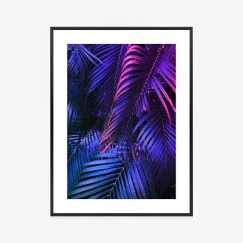 Plakat w ramie - tropikalne neonowe liście - obrazek 3