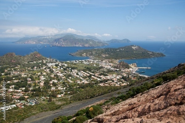 Fototapeta Porto Levante on the Island Vulcano  and Island Lipari, Aeolian (Lipary) Islands, Italy