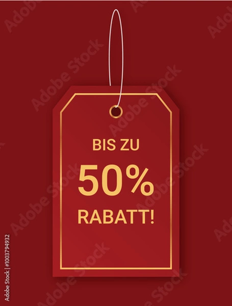 Fototapeta Red sale tag with 50% discount offer in German