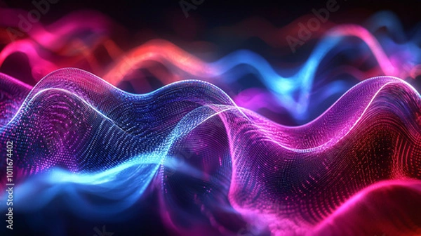 Fototapeta Vibrant neon waves create mesmerizing abstract spectrum, showcasing dynamic interplay of colors and light. flowing patterns evoke sense of energy and movement