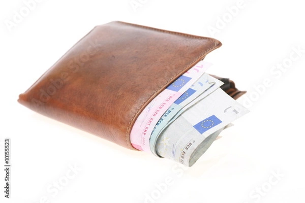 Fototapeta wallet with Euros on white...........