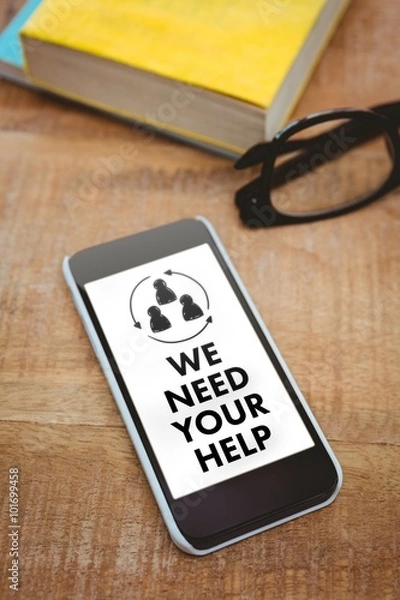 Fototapeta Composite image of we need your help