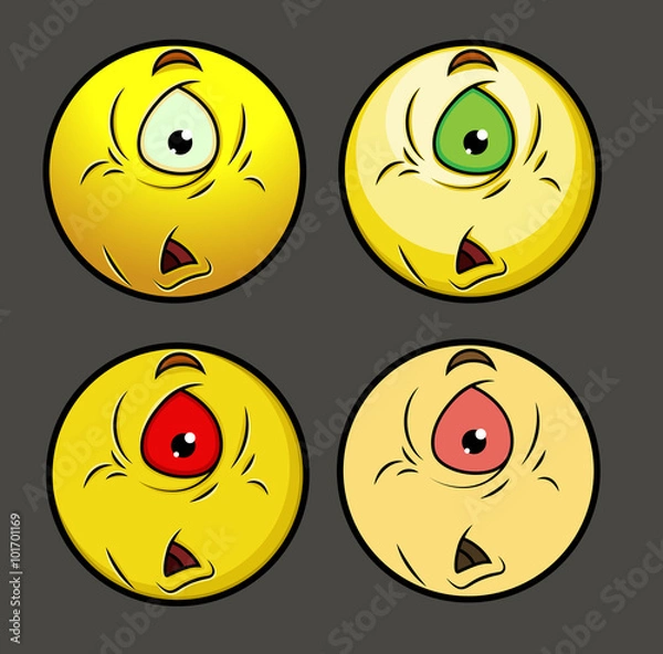 Fototapeta Upset One Eyed Alien Emoji Smiley Emoticon