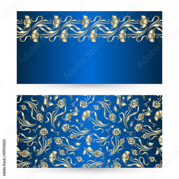 Fototapeta Vector set of floral decorative background.