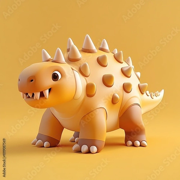 Fototapeta 3D Ankylosaurus Icon: Armored Dinosaur Illustration Logo