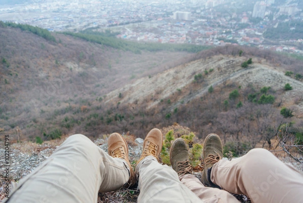 Fototapeta Couple sitting outdoor