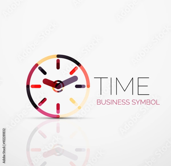 Fototapeta Vector abstract logo idea, time concept or clock business icon. Creative logotype design template