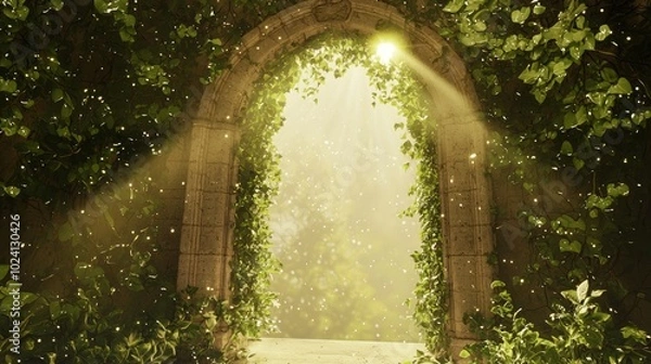 Fototapeta Majestic Archway into Radiant Christian Heaven - Ultra-Detailed 3D Render Illustration