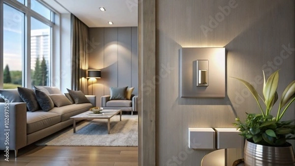 Fototapeta Modern Home Wall Light Switch On and Off with High Dynamic Range Display