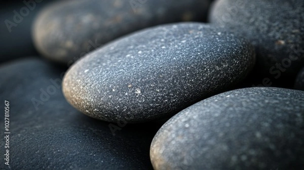 Fototapeta Close-up of Smooth, Gray, Rounded Stones