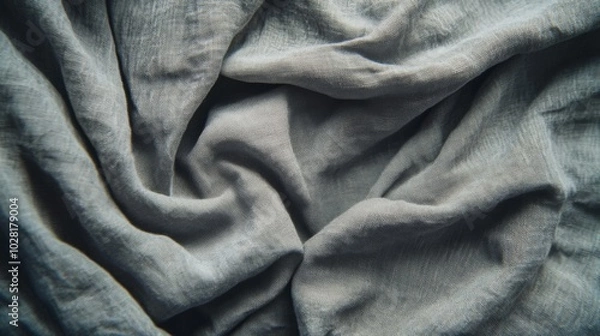 Fototapeta Close-up of Gray Fabric with Wrinkles and Creases