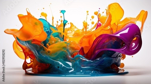 Fototapeta Oily liquid creating a colorful splash circle