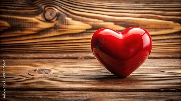 Fototapeta Red Heart Reaction on Rustic Wooden Texture for Saint John Campaign - Symbol of Love and Community Engagement