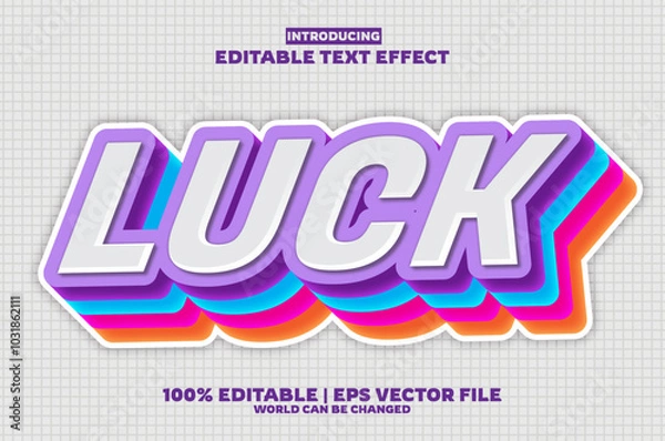 Fototapeta Luck new editable text effect in new modern trend style