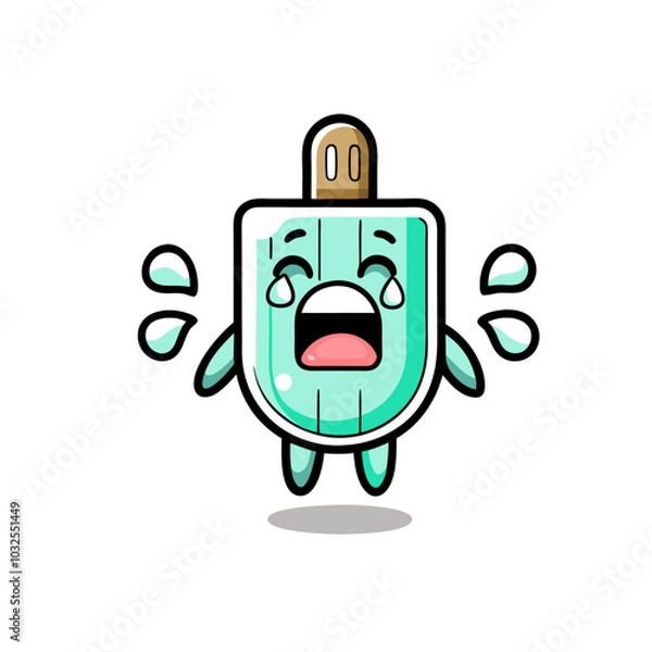 Fototapeta Popsicles cartoon illustration with crying gesture , cute design (14)