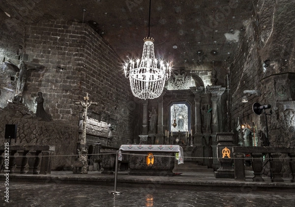 Fototapeta KRAKOW, POLAND - 13 DECEMBER 2015 :The Chapel of St. Kinga is located 101 meters underground, Wieliczka Salt Mineon 13 DECEMBER 2015