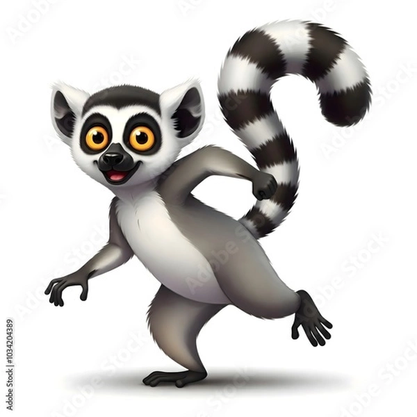 Fototapeta Playful lemur in a dynamic dance pose with vivid colors