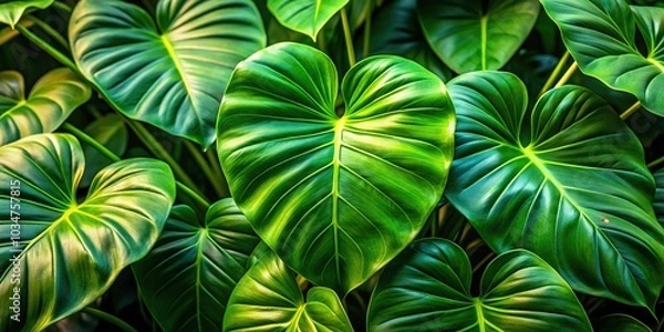 Fototapeta Immersive photography delves deep into the lush textures of Philodendron plants.