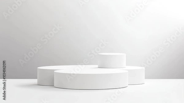 Fototapeta White Cylindrical Platforms Against a White Wall