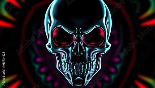 Fototapeta neon skull from skull collection