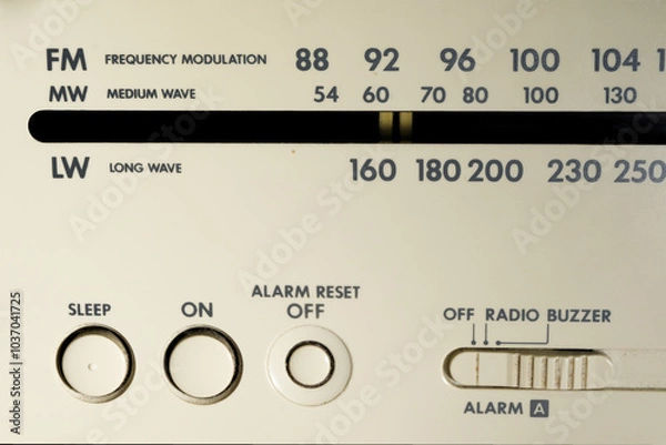 Fototapeta Bern / Switzerland, October 19,2024: Radio with Frequency Scale: A Symbol of the Transition from FM/UKW Broadcasting to DAB+ and Digital Radio in Switzerland