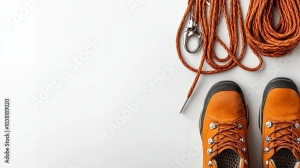 Fototapeta Essential Adventure Equipment for Camping and Climbing - Boots, Ropes, and Carabiners for Outdoor Enthusiasts