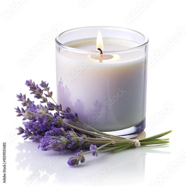 Fototapeta lavender flowers and candle