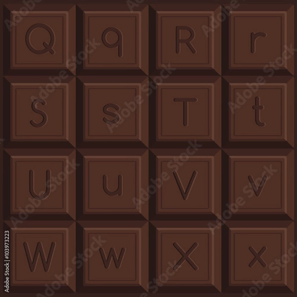 Fototapeta Letters on Dark Chocolate Bar :Vector Illustration 