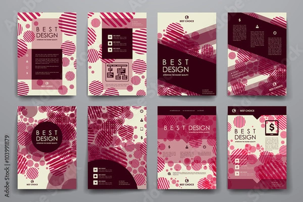 Fototapeta Set of brochure, poster design templates in abstract background style