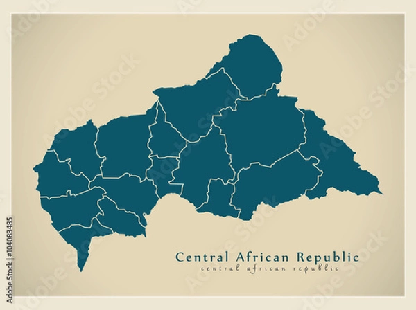 Fototapeta Modern Map - Central African Republic with prefectures CF