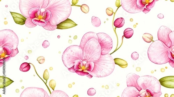 Fototapeta Delicate Pink Orchids A Beautiful Floral Pattern Design for Nature Lovers