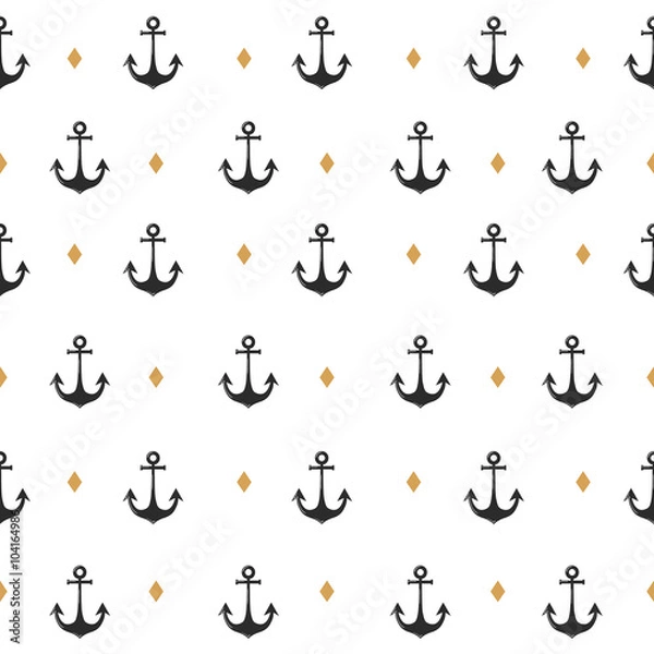 Fototapeta Anchor seamless pattern vector illustration