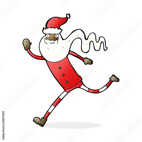 Fototapeta cartoon running santa