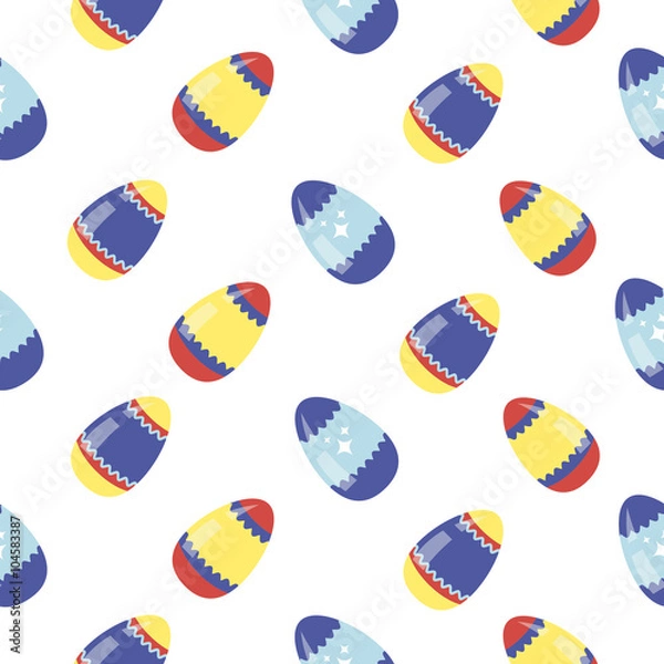 Fototapeta Happy Easter Seamless Pattern with Colorful Easter Eggs