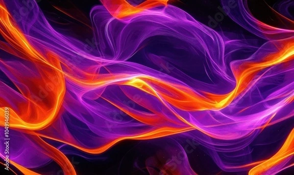 Fototapeta A purple and orange flame with a purple and orange swirl