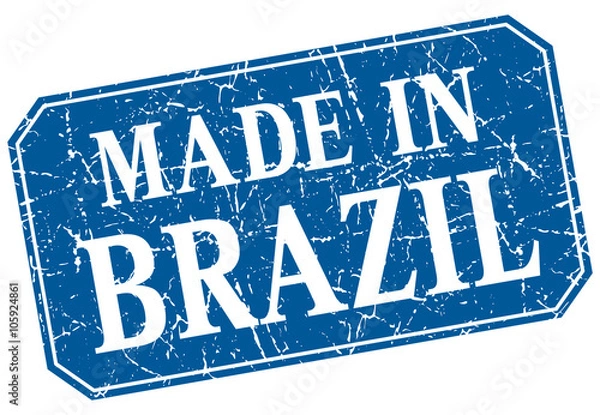 Fototapeta made in Brazil blue square grunge stamp