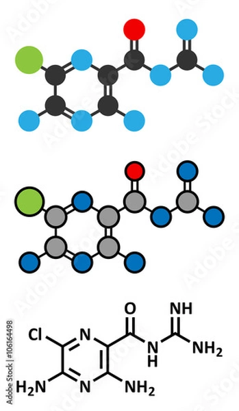 Fototapeta Amiloride diuretic drug molecule. Used in treatment of hypertension.