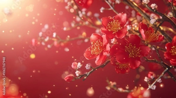 Fototapeta Premium floral Lunar New Year background