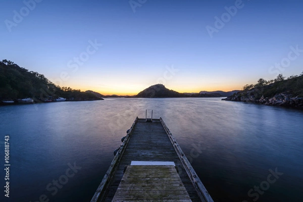 Obraz scenic fjord landscape in the evening after sundown, south of Norway, Europe
